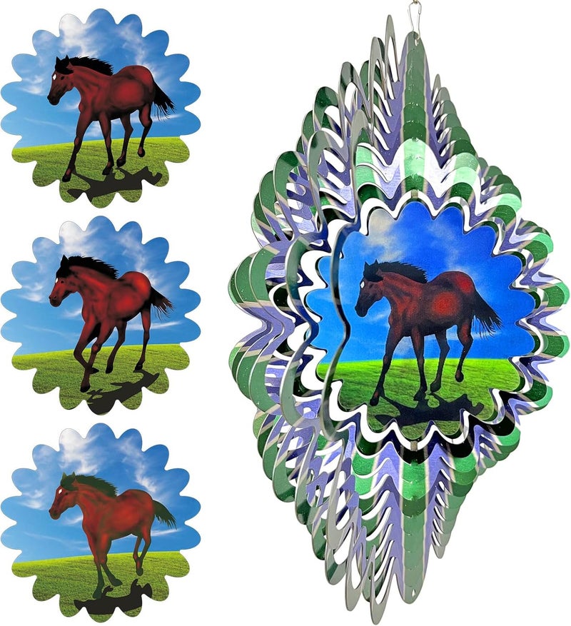 Eiryhope Animated Horse Wind Spinner | 3D Kinetic Hanging Wind Spinners & Sculptures, Garden Decoration Yard Ornament Outdoor Décor, Memorial Gift for Horse Lover, Men & Women - Image 3